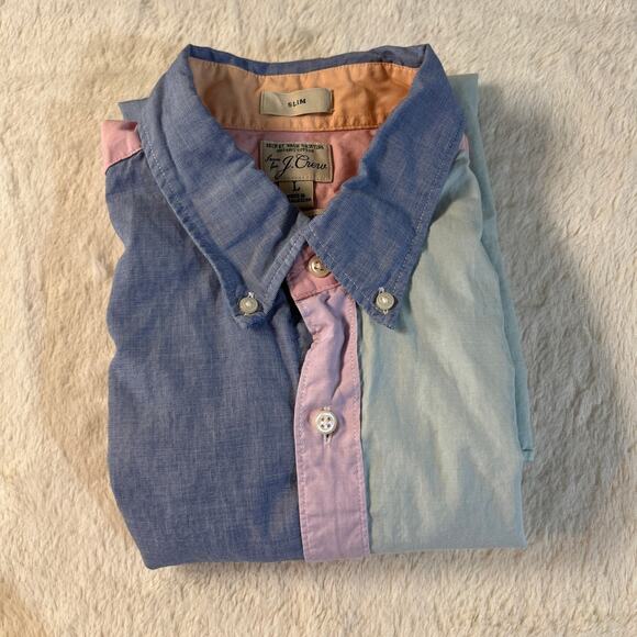 J.Crew Slim Fit Organic Cotton LS Button-Up Oxford – Large – Pastel Color Block - Picture 5 of 7